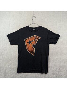Vintage Y2K Famous Stars & Straps Big F Logo Tee Wood Print Black Mens Sz S*